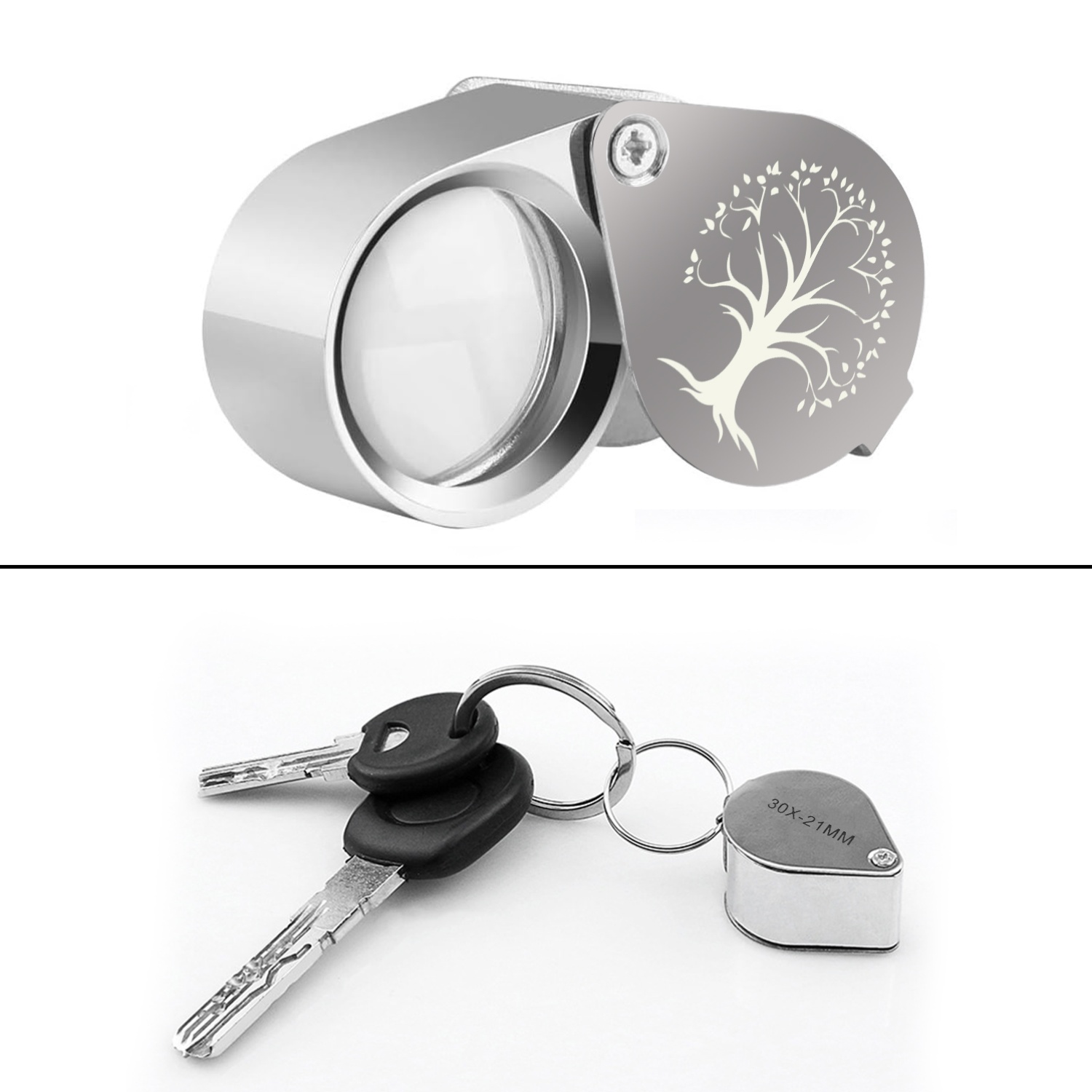 Pocket Jewellery Loupe with Tree Silhouette Design